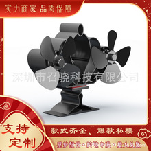 跨境双头壁炉风扇2025新款热动力风扇双头皇冠加热炉灶热风扇