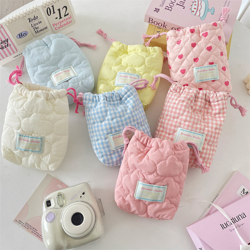 51121 Ins Cute Quilted Cotton Camera Storage Bag Ccd Polaroid Storage Bag Soft Anti-Fall and Dustproof Small Bag 51121 Ins Cute Quilted Cotton Camera Storage Bag Ccd Polaroid Storage Bag Soft Anti-Fall and Dustproof Small Bag