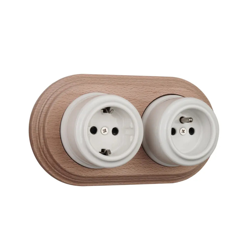 Home Decoration Ceramic Retro Switch Rotary Handle Power Switch Socket Household European and French Plug Surface Smooth Ceramic
