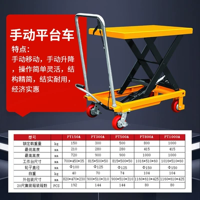 Platform Truck Pt150A-Pt500A Manual Avtomobil fırlanan platformaları