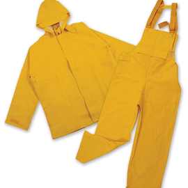 高品质背带裤大帽沿雨衣套装劳保分体多色定制农场防水连体雨具
