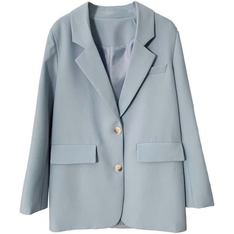 Women's Clothing loose casual two button temperament light blue Internet celebrity small suit_voghion.com