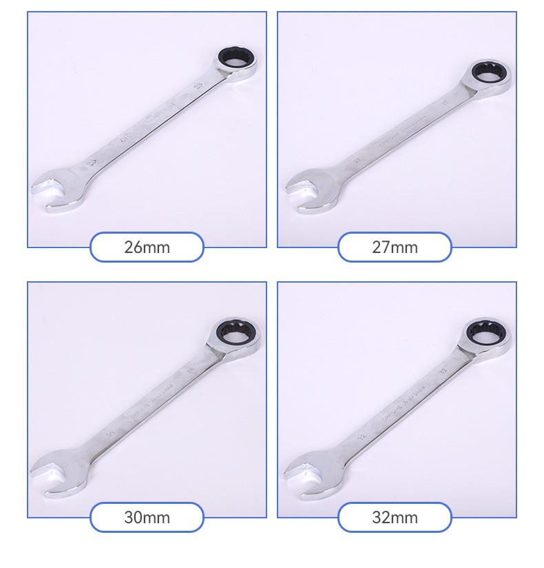 Llave de trinquete rápida de grado industrial, acero puro forjado, antioxidante, galvanizado, brillante, llave de doble propósito de 72 dientes, acero al cromo vanadio