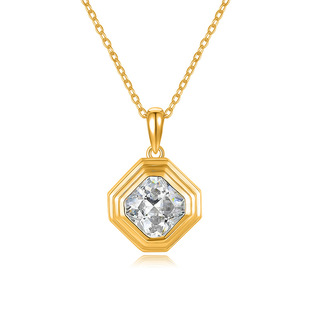 Casual Accessible Luxury Moissanite S925 Silver Necklace Metal Style Square Design Electroplated 18K Gold Neck Chain Clavicle Chain