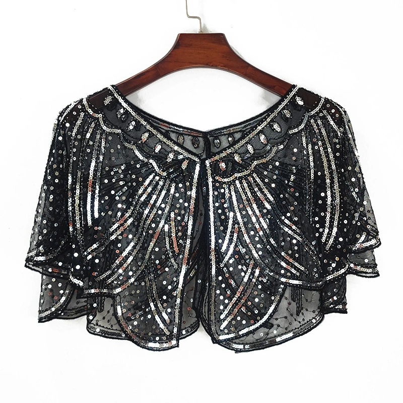 Женская шаль с блестками Короткое платье с бисером на плече