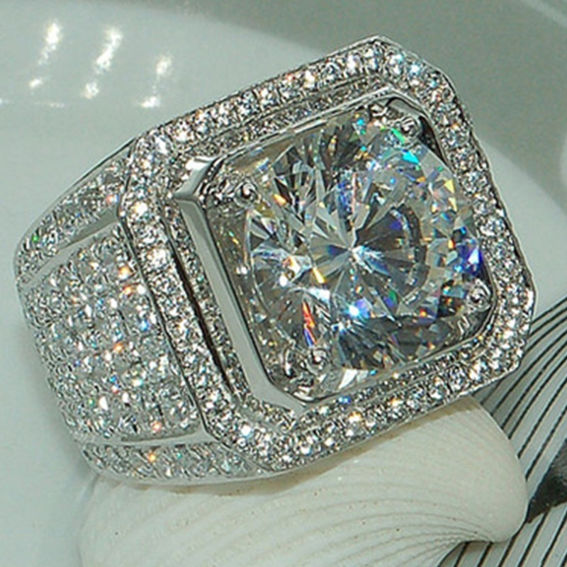 Bold Men's Ring With Micro-inlaid Diamonds For European Style_voghion.com
