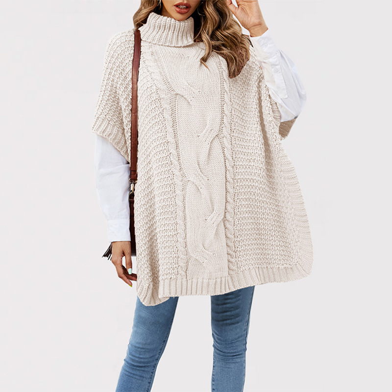 2025 otoño e invierno transfronterizo nuevo chal torcido de cuello alto prendas de punto para mujer prendas de punto holgadas de media manga para mujer Amazon