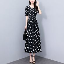 杭州大牌波点真丝连衣裙2025新款夏季时尚收腰气质显瘦长款裙子