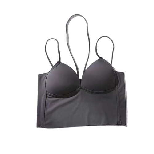 Summer thin ice silk halterneck deep V sexy beautiful back underwear latex all-in-one cup wrap chest wear camisole for women