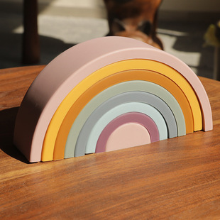 Silicone Rainbow Circle Clouds Arch Building Blocks Stacked Music Ring Children's Fun Colorful Building Blocks Toy Color Cognition