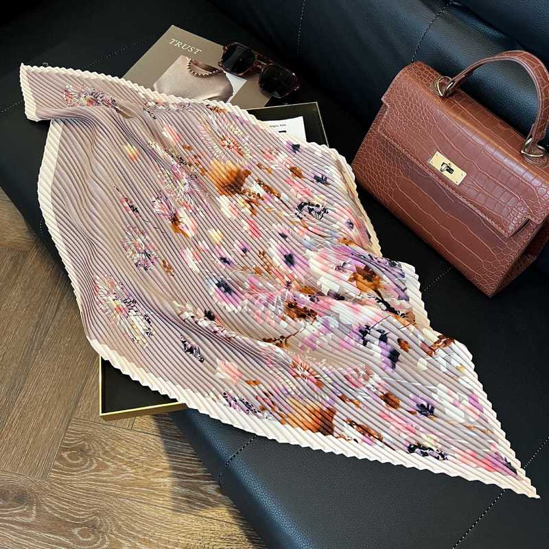 70cm 無地シワ加工シルクスカーフ レディース クロスボーダー 万能ネックスカーフ ショール おしゃれ 通勤 小さめヘアバンド バンダナ|undefined
