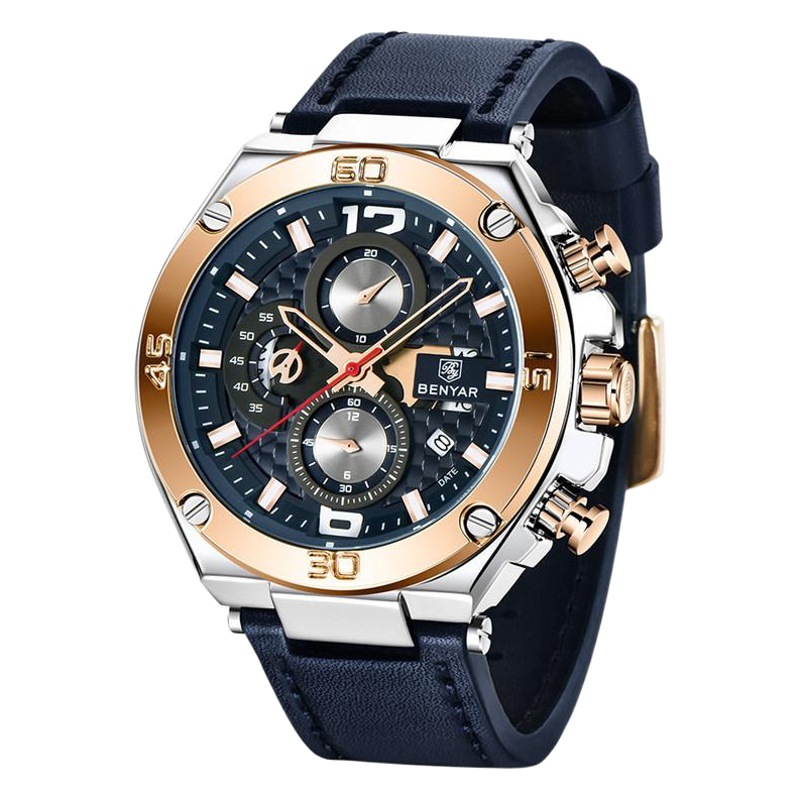Nuevo reloj BENYAR hombres de moda multifuncional impermeable Calendario de seis pines reloj de hombre 5151