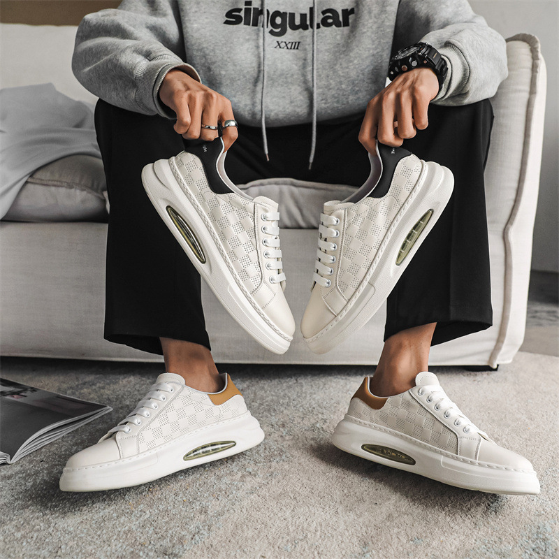 20243 Neue Sommer Atmungsaktive Platte Kappe Leder Rindsleder Sport Kleine Weiße männer Weiche Sohle Casual Schuhe_voghion.com