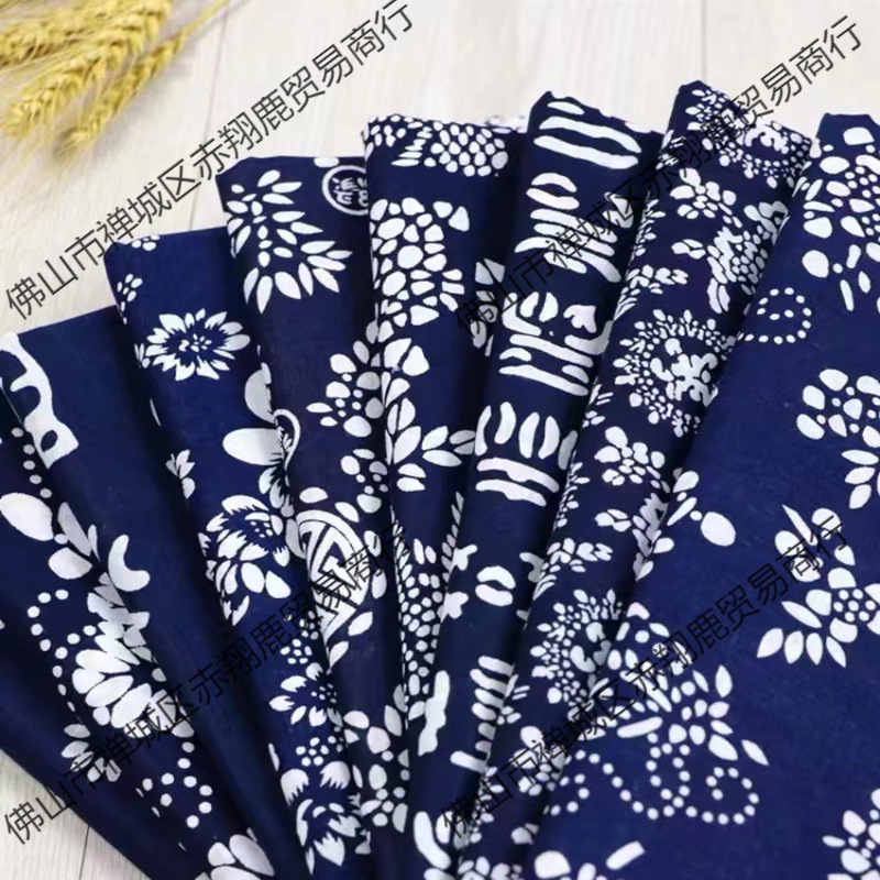 蓝印花布乌镇蓝花布民族风蜡染青花布料 碎花桌布 处理