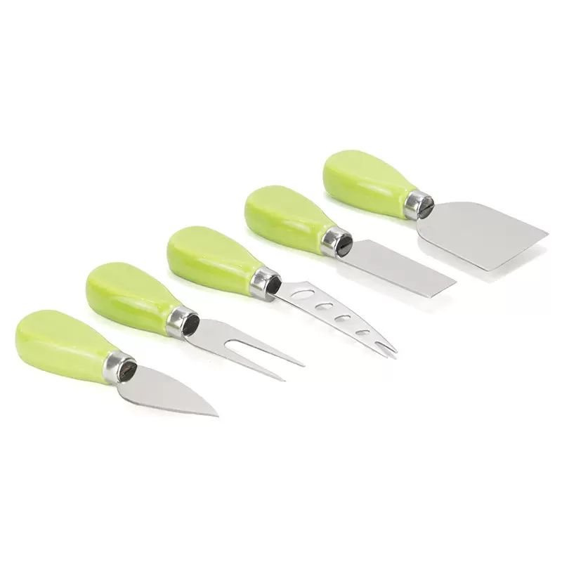 定制颜色 跨境陶瓷手柄不锈钢芝士刀 糖果色不锈钢披萨刀奶酪刀