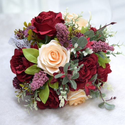 Eternal Angel 944 Bridal Wedding Bouquet Korean Simulated Roses Red Retro Photo Props