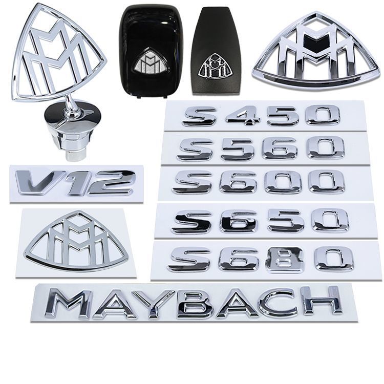 Mercedes-Benz Maybach emblem, S-Class modification, vertical emblem, S560, S450 side emblem, front and rear trunk emblem, wheel hub cover, original factory parts