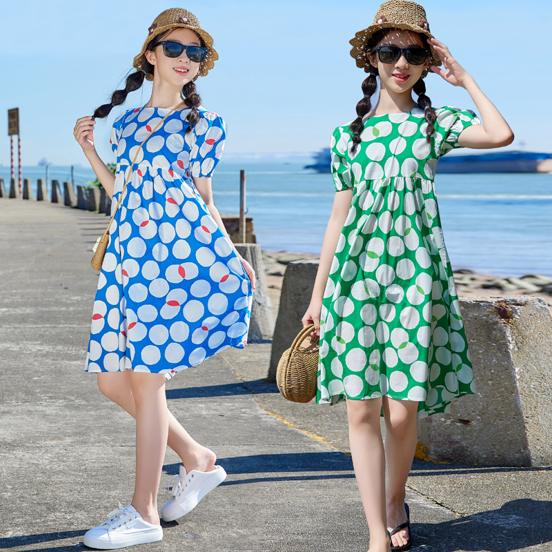 Las niñas visten verano 2024 nueva ropa de verano falda floral de manga corta para niños falda de princesa de niña delgada para niños grandes