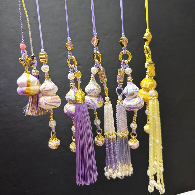 Lingyin Source Purple Gradient Lacquer Gourd Pearl Bell Pendant_voghion.com