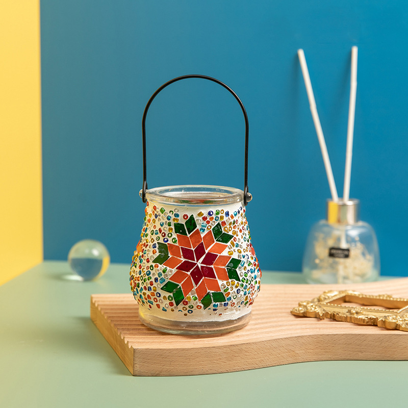 ガラスモザイク燭台ろうそく灯diy手提げ花瓶材料包幼稚園児童創意手作り団建|undefined