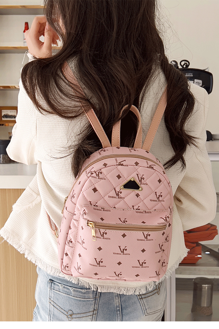 Waterproof 13 Inch Letter Lingge Travel Shopping Women's Backpack display picture 7