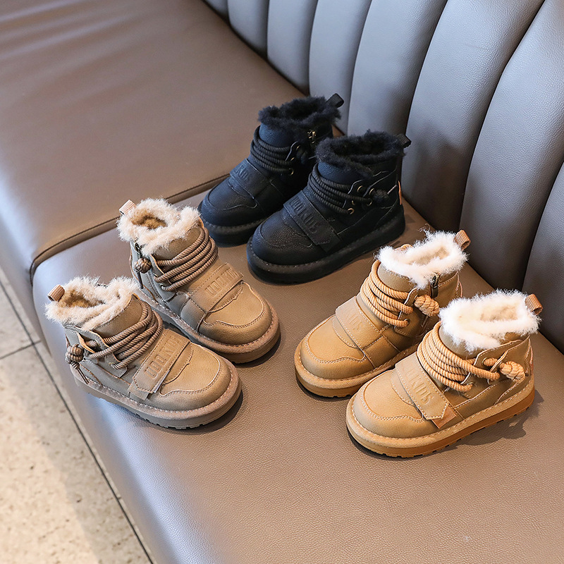 女童韩版雪地靴2023年冬季新款儿童百搭休闲保暖靴男童大棉中筒靴