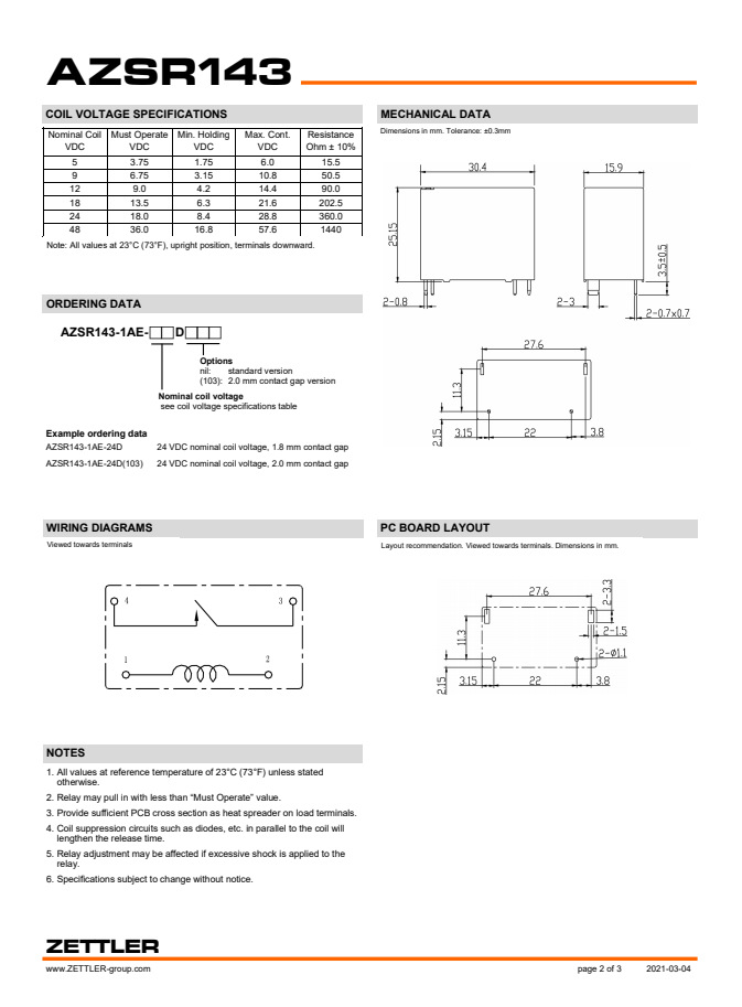 azsr143-1ae-12d-4-50a277vac-zettler