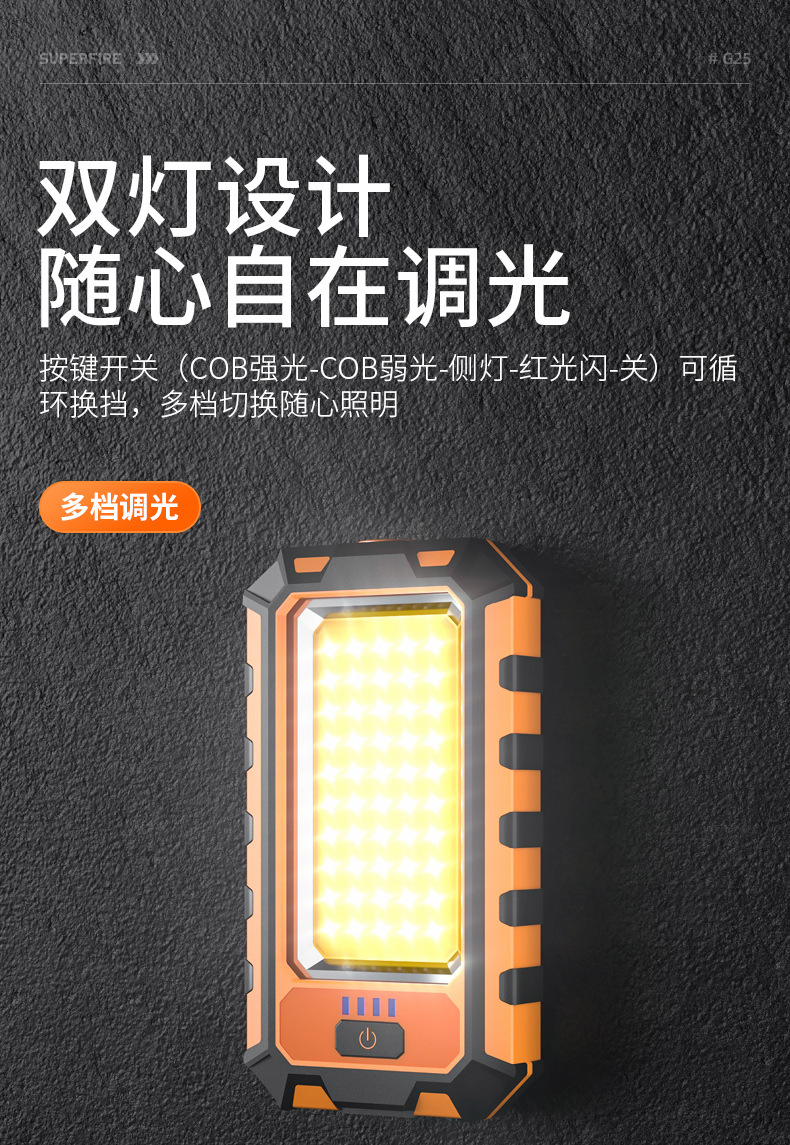 Shenhuo G25 Magnetic Work Light Ultra-Bright Led Rechargeable Car Repair Portable Small Strong Light Flashlight Auto Repair Light