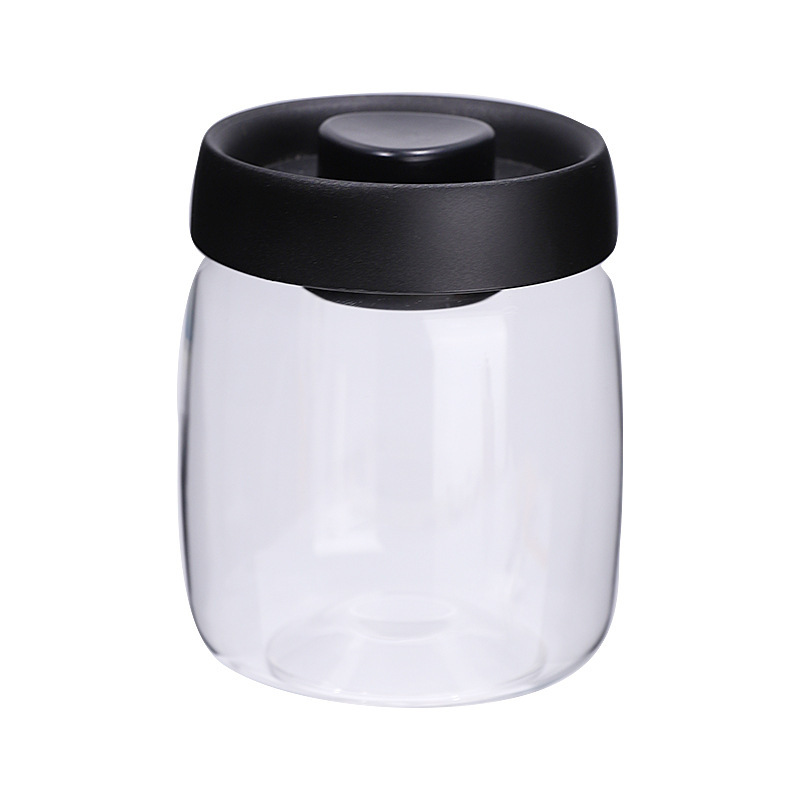 Botón de vidrio tanque de almacenamiento de presión de vacío tipo tanque de sellado de granos granos granos café té tanque de almacenamiento de cocina