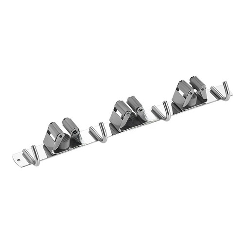 304 stainless steel push-in freestanding broom holder without drilling storage handle rack wall-mounted broom and dustpan clamp broom storage rack wholesale