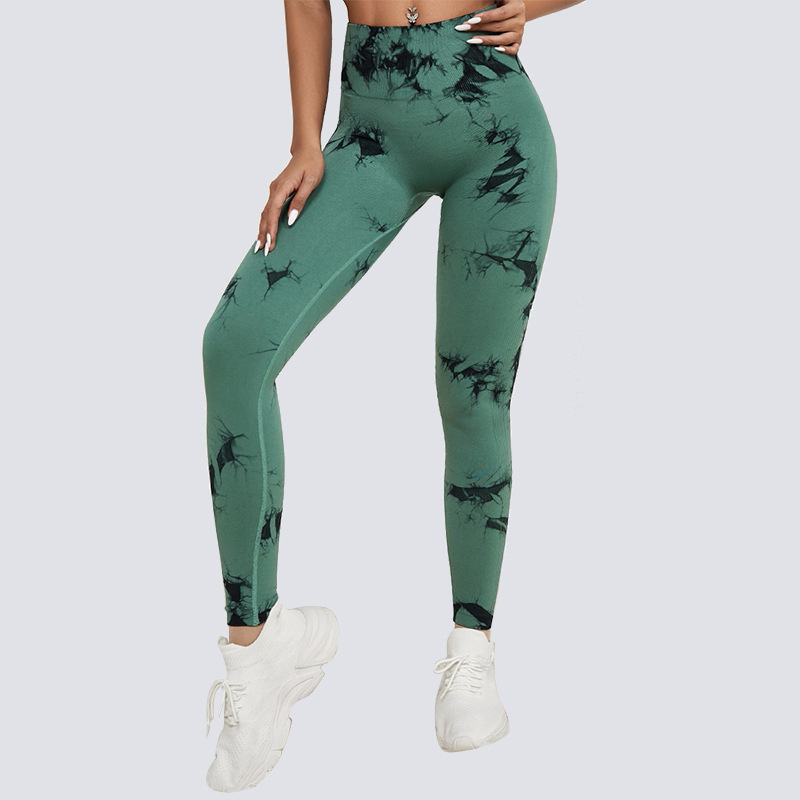 Tie Dye High-Waisted Women's Yoga Pants Breathable Sweat-Wicking Peach Fitness Cropped Sports Tights_desvips.com