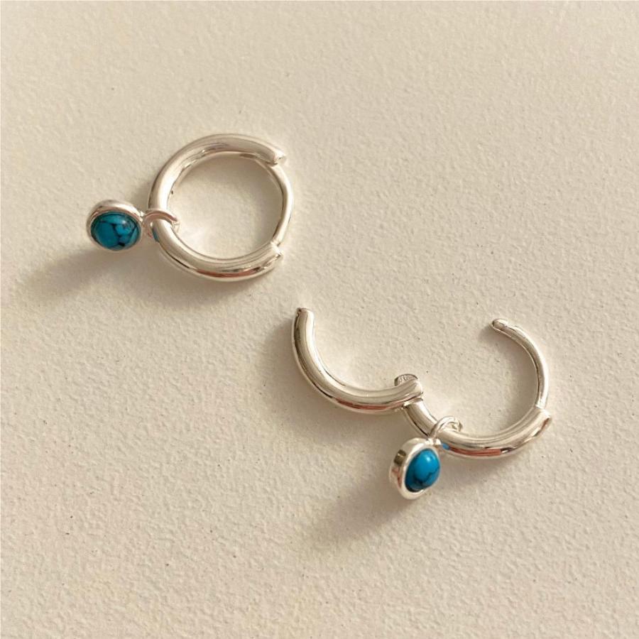 1 Pair Vintage Style Color Block Plating Sterling Silver Hoop Earrings display picture 5