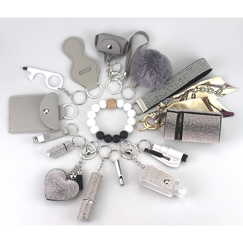 Original Design, Self-defense Style 1 Set Self-defense Original Design Self-defense Solid Color Self-defense Pu Leather Self-defense Bag Pendant Self-defense Keychain