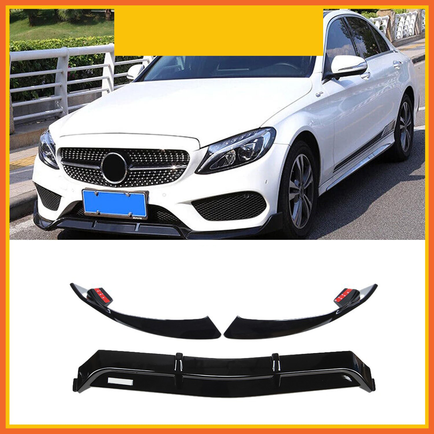 Suitable for Mercedes-Benz C-Class 15-21 Models W205 Brabus Modified Front Spoiler C200L C260L Front Lip Small Body Kit