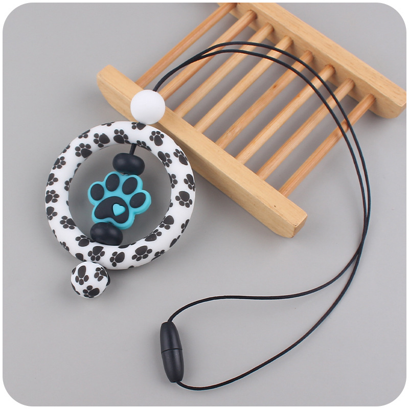 Suministros para bebés de dibujos animados perro garra collar creativo bebé cuentas de silicona mordedura molar COLLAR COLGANTE hecho a mano