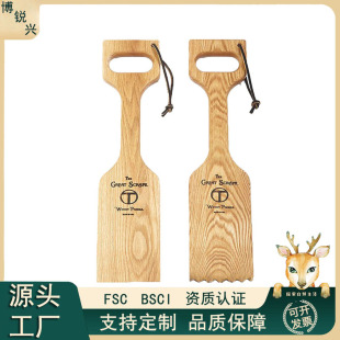 Outdoor barbecue picnic cleaning bamboo wooden shovel BBQ outdoor Beech barbecue cleaning shovel wooden barbecue scraper