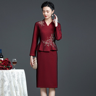 Wedding Clothes Wedding Mother's Dress Spring Noble Cheongsam Middle-aged Women's Wedding Dress Foreign-style dress
