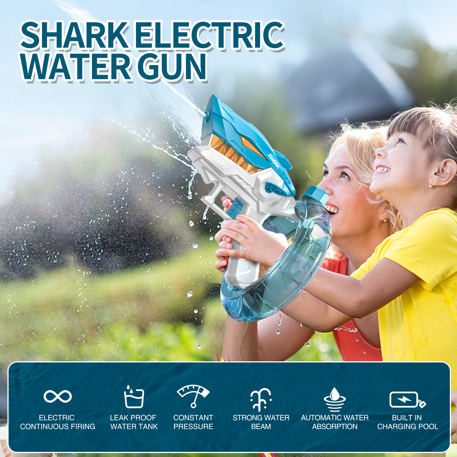 L'acqua è un prodotto transfrontaliero molto venduto, un giocattolo per bambini a forma di squalo elettrico, un distributore d'acqua completamente automatico di grande capacità_voghion.com