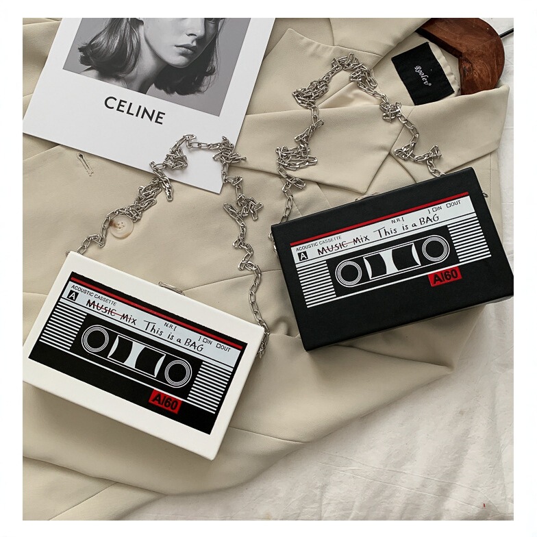 Fashion New Vintage Tape Bag Small Black Bag Texturized Women's Bag New Box Bag Crossbody Trendy Ins Chain Shoulder Bag Fashion New Vintage Tape Bag Small Black Bag Texturized Women's Bag New Box Bag Crossbody Trendy Ins Chain Shoulder Bag