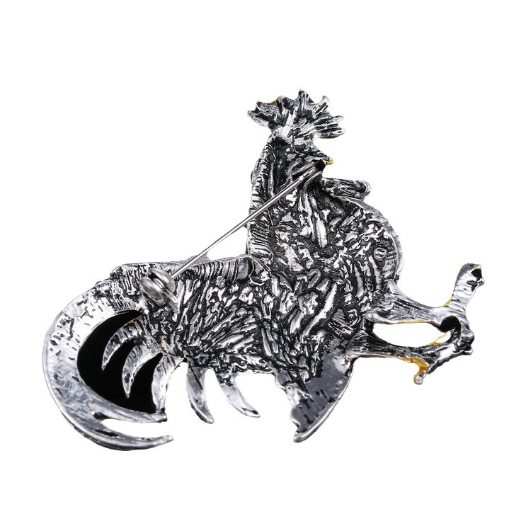 Broche de ropa versátil, venta al por mayor, estilo nuevo, personalizado, retro, con dibujos de animales de gallo._voghion.com