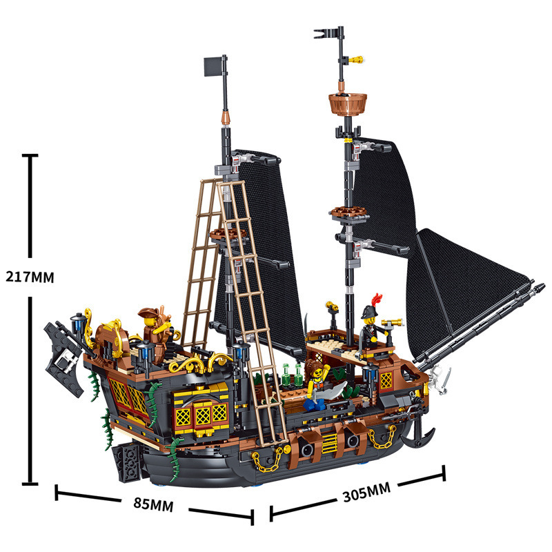 Zhe gao mini partículas 01041 reunión anual de regalo barco pirata transfronterizo montaje de bloques de construcción niño regalo de cumpleaños