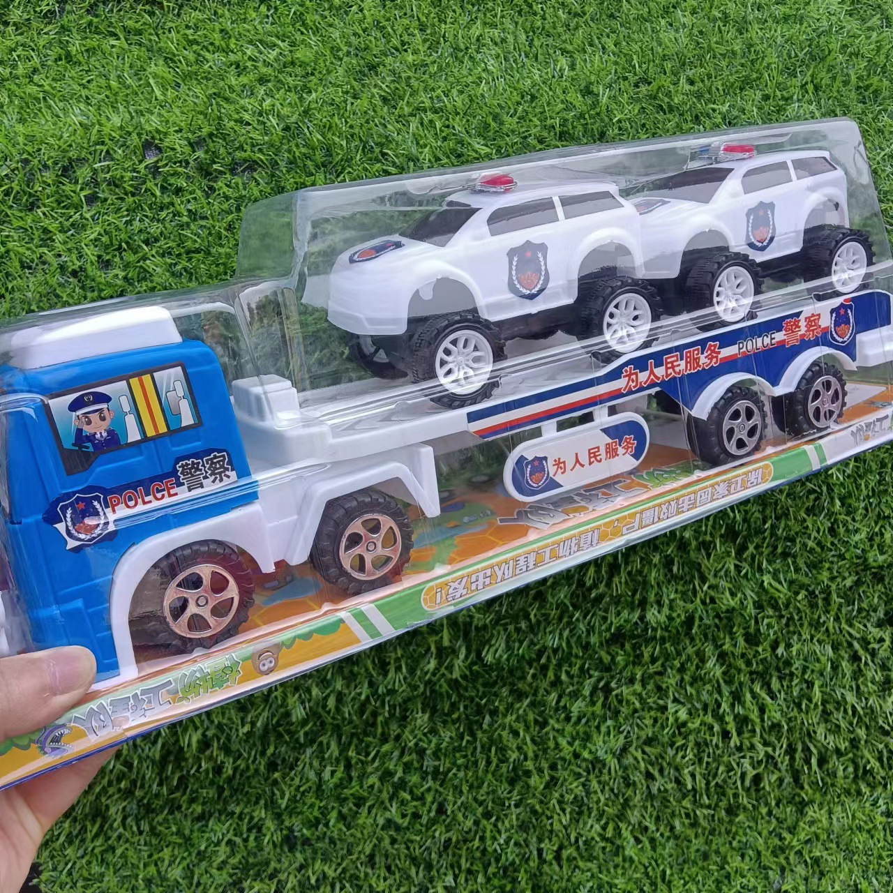 Trailer combination 586-70 sliding toy car police car trailer truck children's toy wholesale