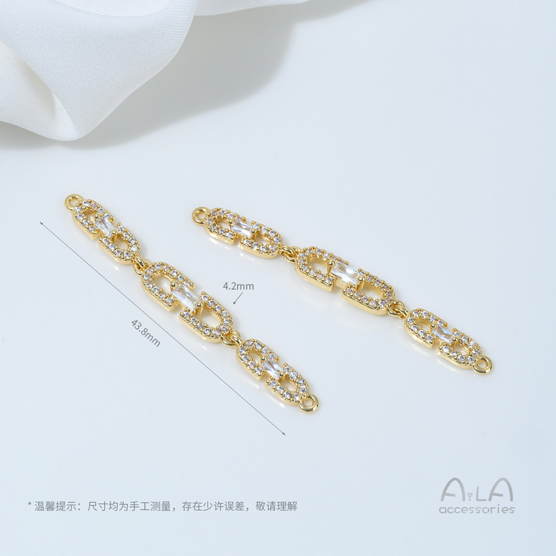14K包金镶锆石蝴蝶葫芦樱花吊坠双吊手工diy珍珠手链项链吊饰配件|undefined