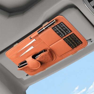 Multifunctional car sun visor organizer, Multimediya və saxlama aksesuarları - houndstooth-cd-holder-orange