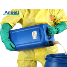 Ansell 37-185 加长加厚丁腈橡胶防化耐磨油酸碱工作劳保工业手套