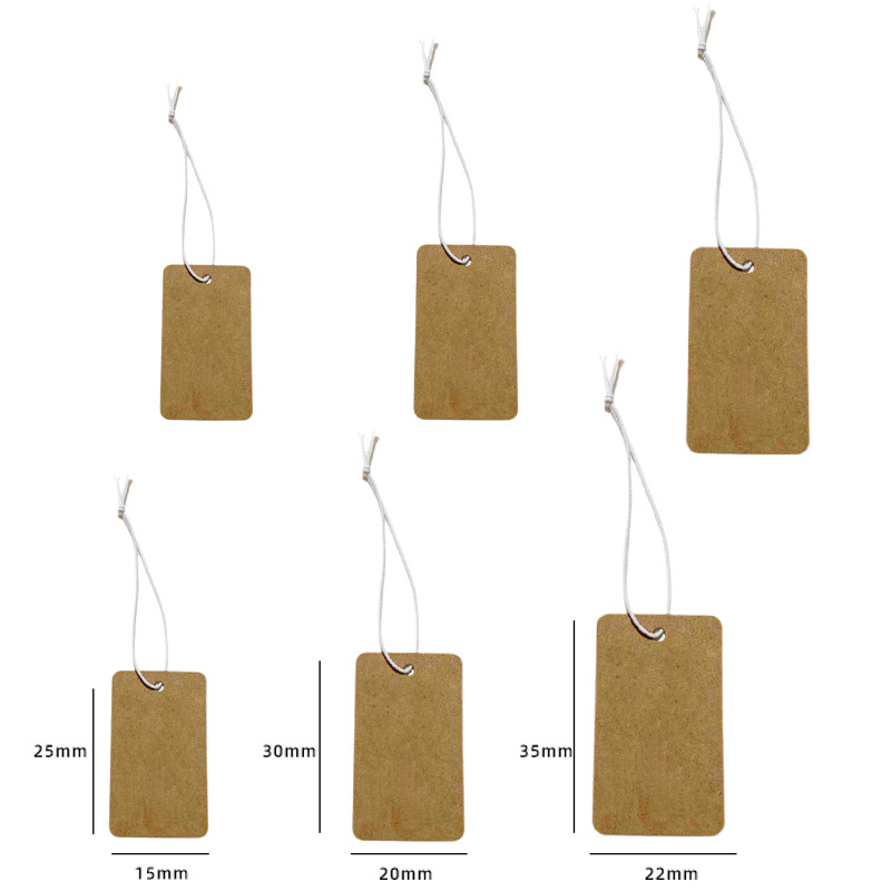 牛皮纸标签发夹饰品串珠挂牌弹力绳吊牌白色吊卡穿绳纸卡价格标签