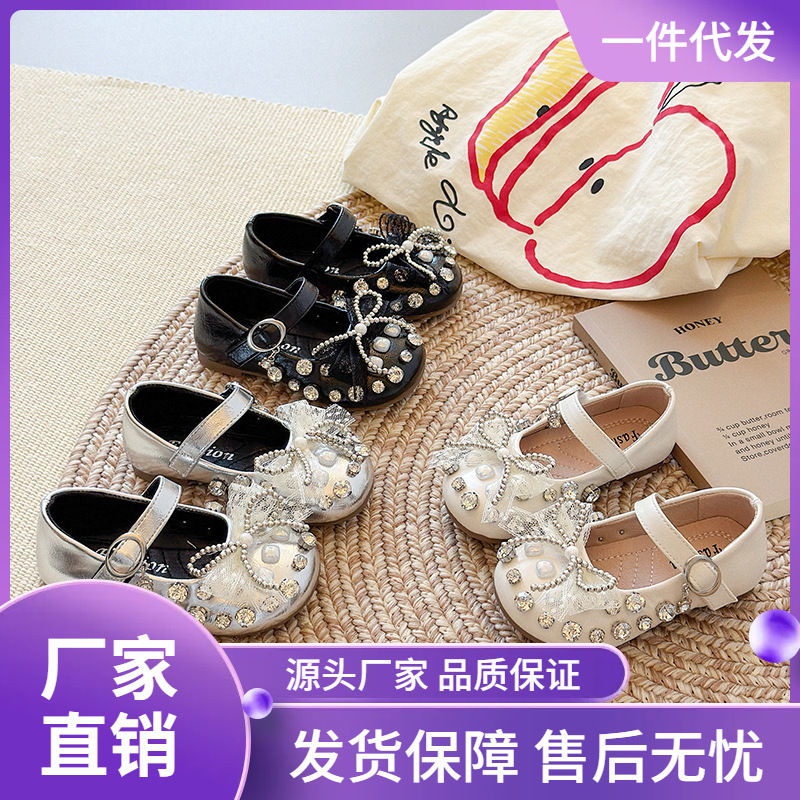 2025 Baby Girl Shiny Girls Super Soft Sole Soft Sole Princess Shoes Little Princess New Chinoiserie Children's Leather Shoes Summer