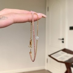 法式极简双层四叶花编织手链女vingate简约百搭手绳小众设计手饰