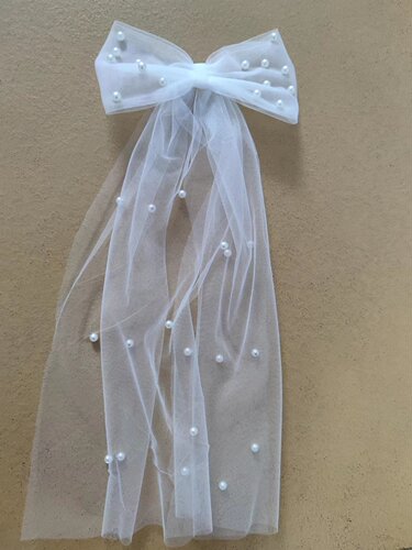New foreign trade super fairy pearl bow small veil wedding certificate wedding dress temperament girl top clip hairpin hair accessories