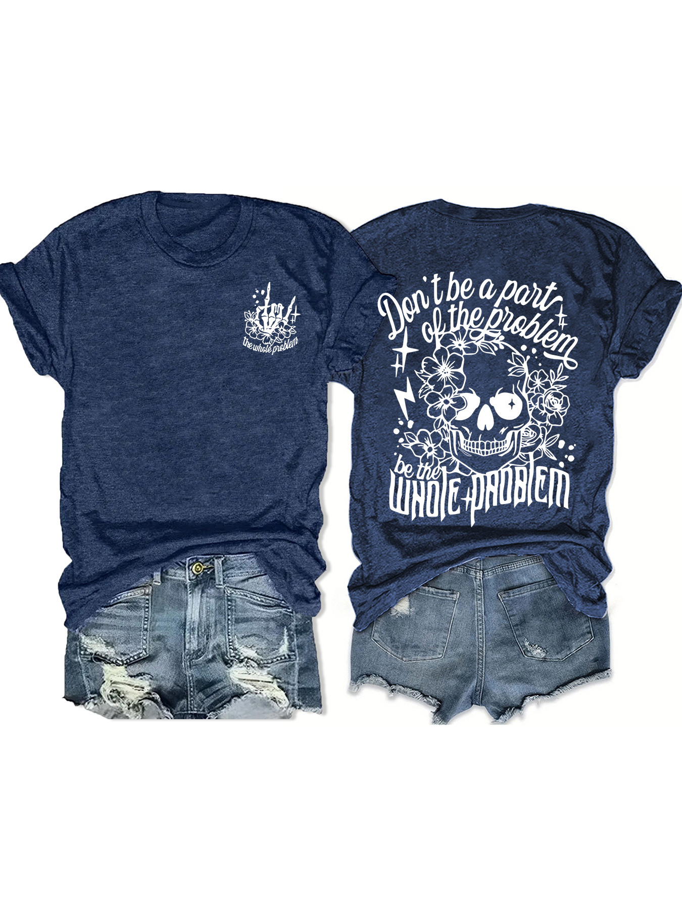 Amazon Europe and the United States summer women's skull pattern crew neck short sleeve casual fashion foreign trade Halloween explosion T-shirt